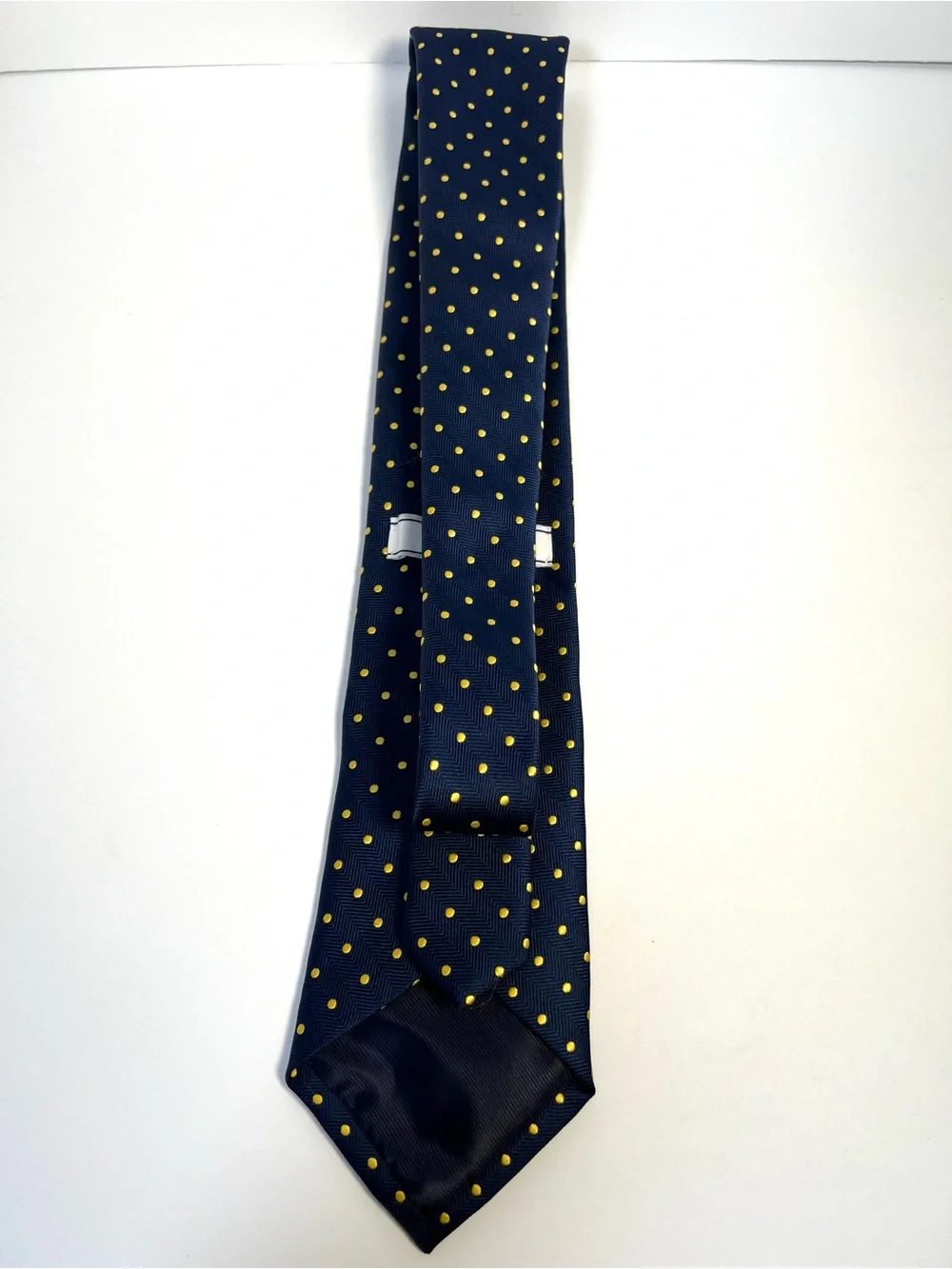 IZOD Men’s Navy Blue Yellow Polka Dot Textured Herringbone Tie Classic Length